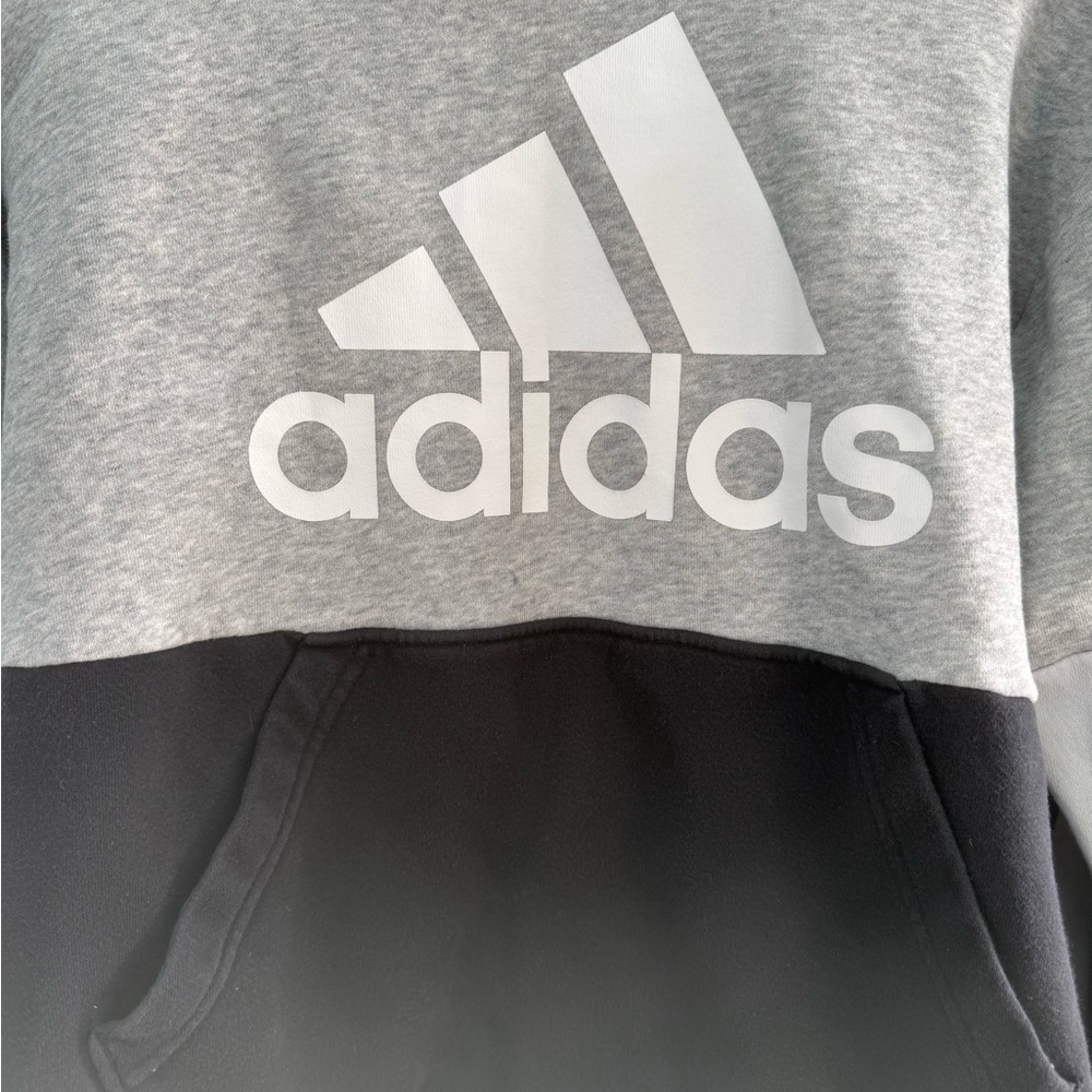 Adidas boys, black white and gray hoodie size Medium 10/12 - Picture 5 of 7